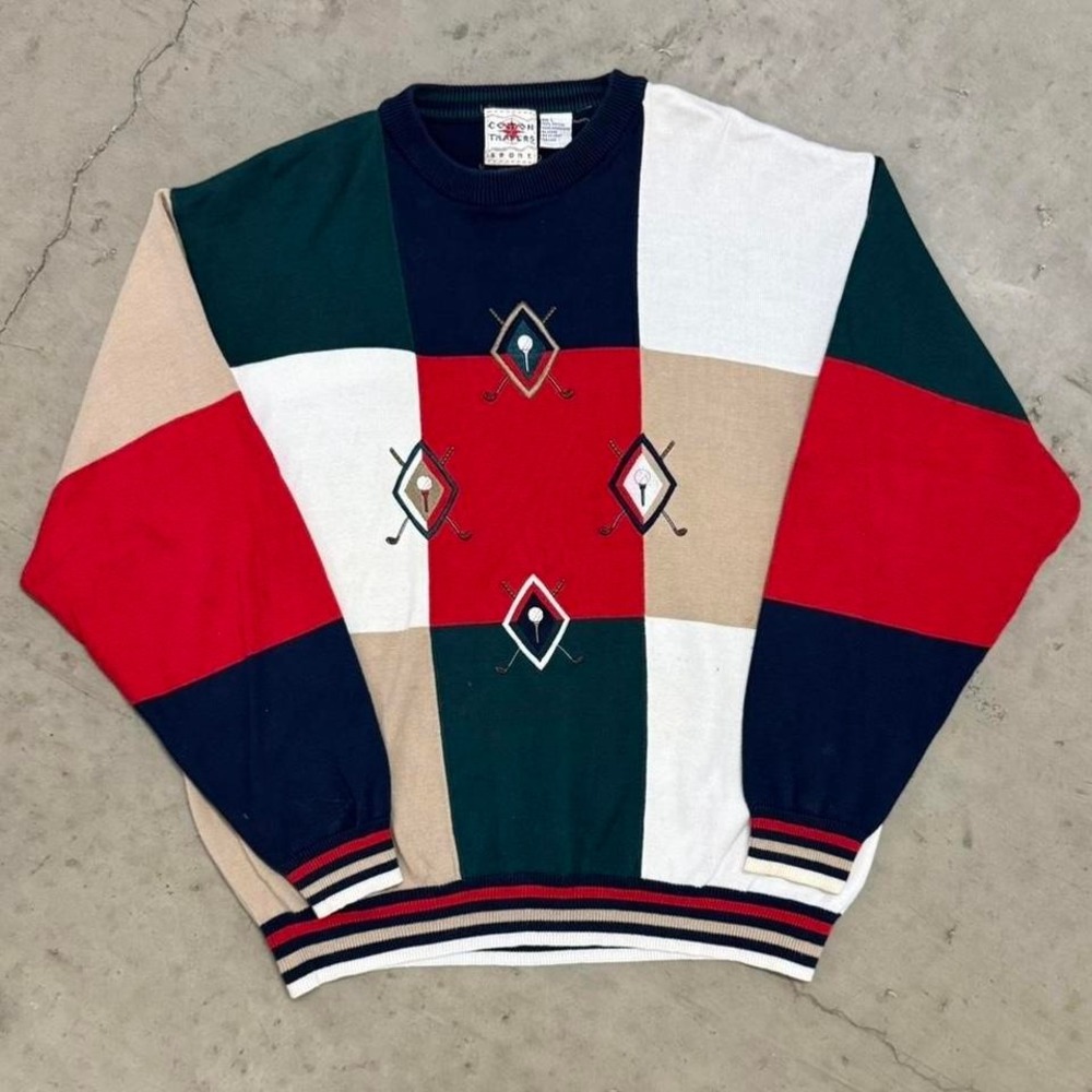 90s Golf Cotton Traders Knitted Grandpa Sweater